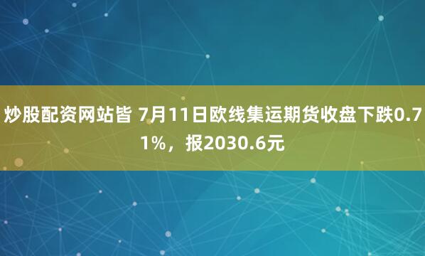 炒股配资网站皆 7月11日欧线集运期货收盘下跌0.71%，报2030.6元